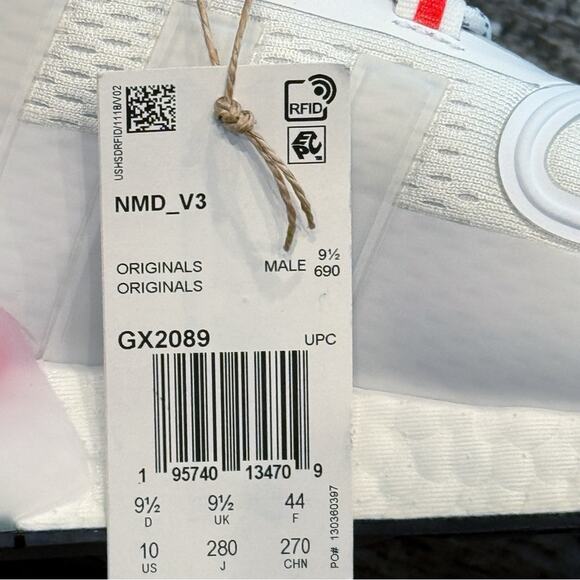 Adidas Shoes Sneakers Mens Size 10 NMD_V3 Originals Running White Red GX2089 NWT - Picture 3 of 12